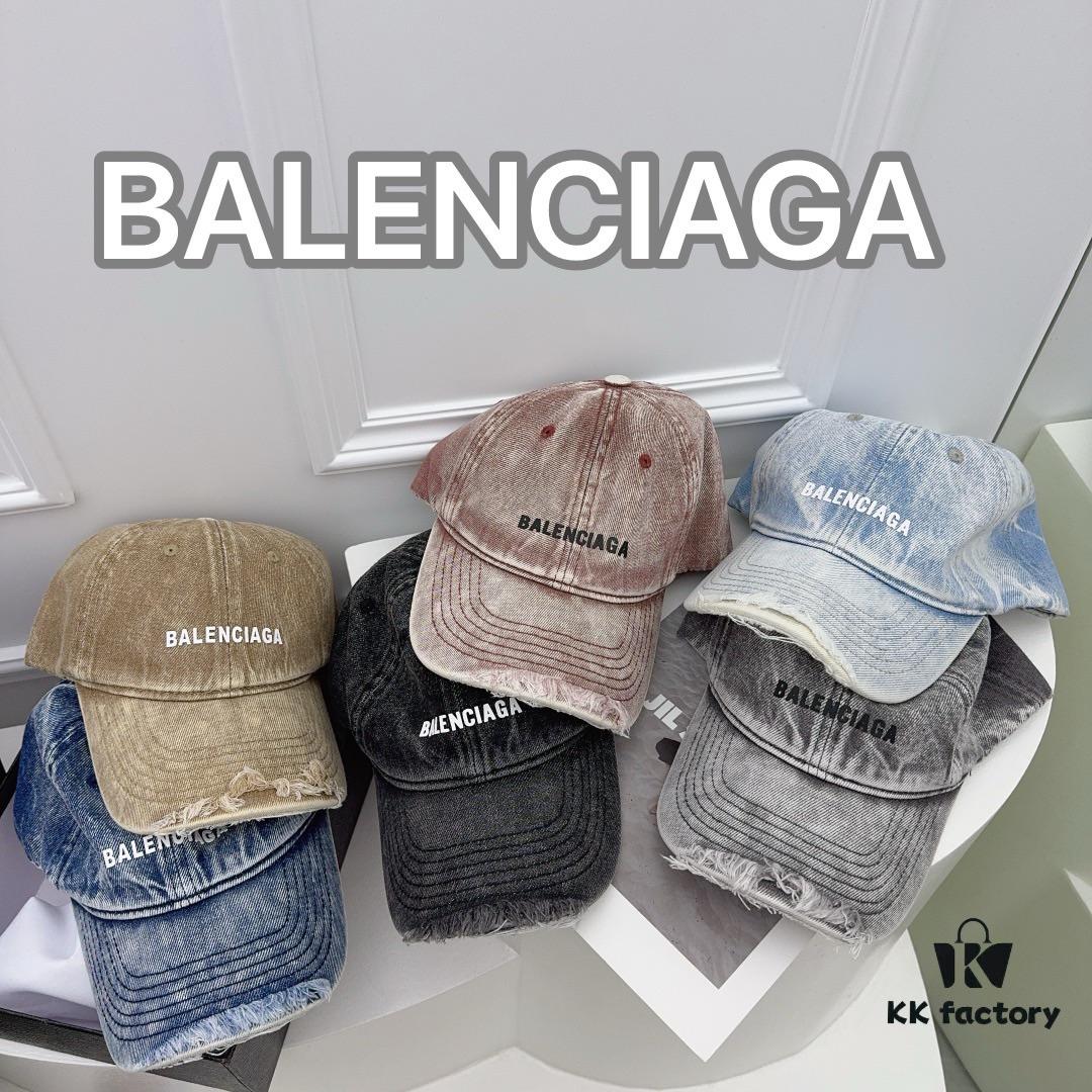 Balenciaga New Denim Baseball Cap with Distressed Hole Design