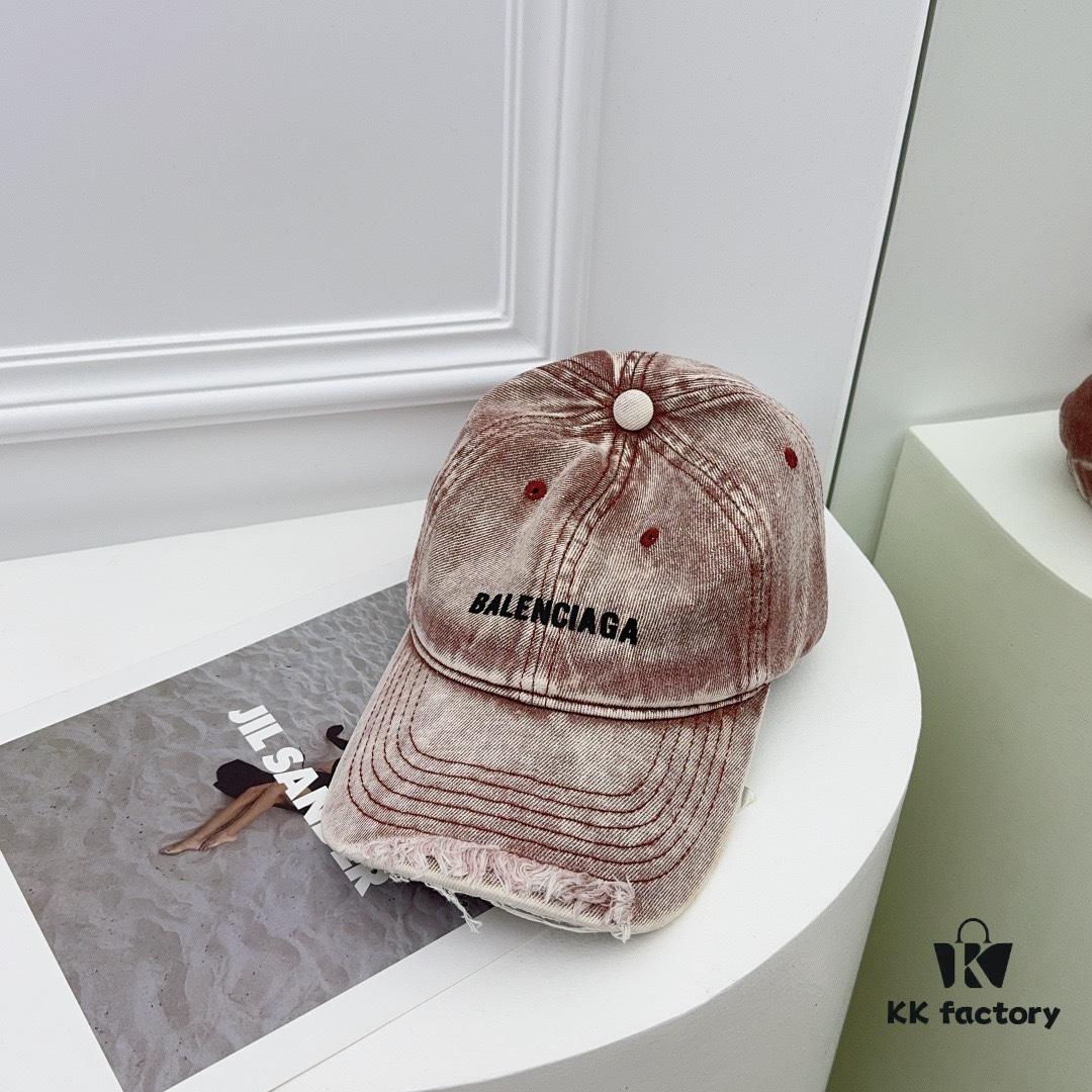 Balenciaga New Denim Baseball Cap with Distressed Hole Design