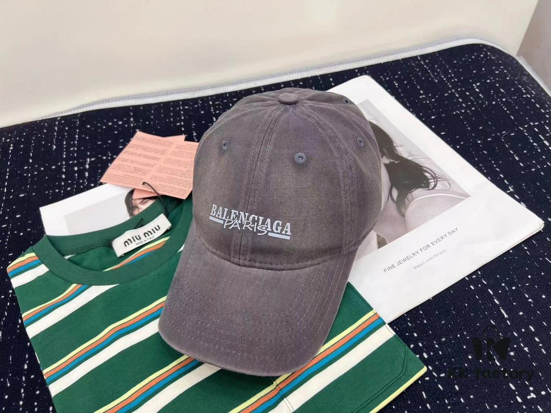 Balenciaga New Style Washed Cotton Baseball Cap, Fashionable and Unique Design