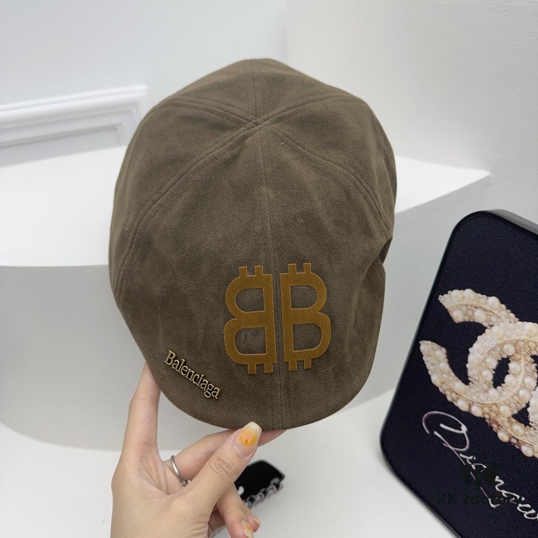 Balenciaga New Arrival ✓ Beige Vintage-Style Forward Cap, Early Autumn Suede Fabric with Exceptional Texture 🤎🖤