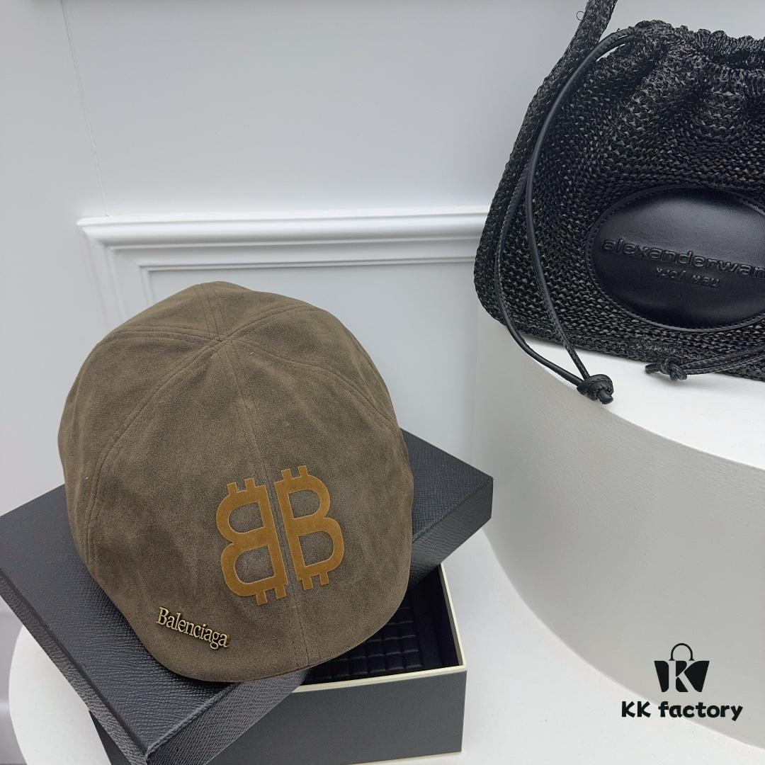 Balenciaga New Arrival ✓ Beige Vintage-Style Forward Cap, Early Autumn Suede Fabric with Exceptional Texture 🤎🖤