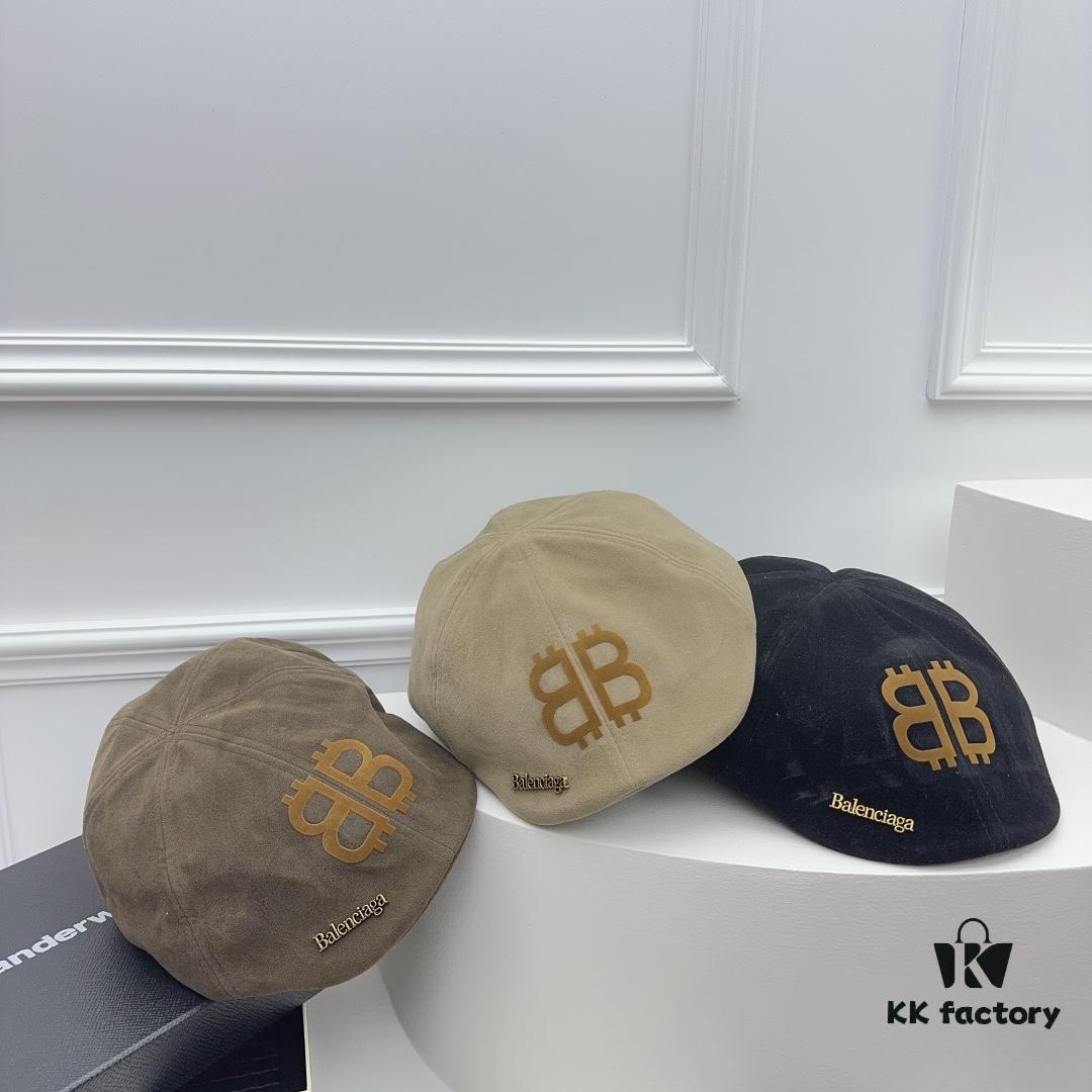 Balenciaga New Arrival ✓ Beige Vintage-Style Forward Cap, Early Autumn Suede Fabric with Exceptional Texture 🤎🖤