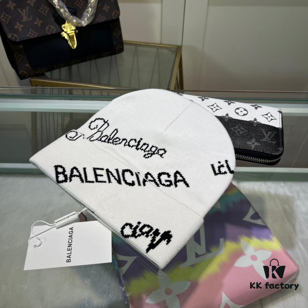 Balenciaga Letter Logo Knit Hat, Unisex Winter Beanie with Dust Bag