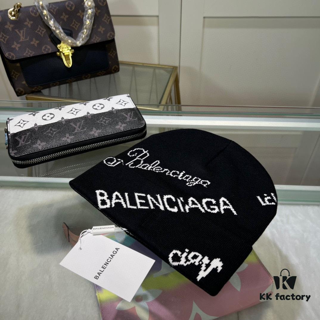 Balenciaga Letter Logo Knit Hat, Unisex Winter Beanie with Dust Bag