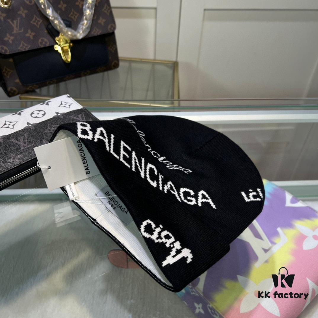 Balenciaga Letter Logo Knit Hat, Unisex Winter Beanie with Dust Bag