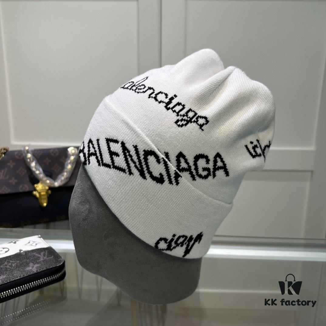 Balenciaga Letter Logo Knit Hat, Unisex Winter Beanie with Dust Bag