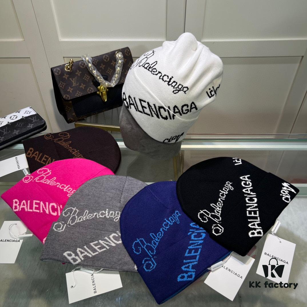 Balenciaga Letter Logo Knit Hat, Unisex Winter Beanie with Dust Bag