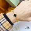 Van Cleef & Arpels 2019 New Arrival, 50th Anniversary Limited Edition Five-Flower Mother-of-Pearl Bracelet in Black Onyx and Gold