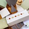 Van Cleef & Arpels 2019 New Arrival 50th Anniversary Limited Edition Five-Flower Mother-of-Pearl Bracelet with Red Agate and Gold