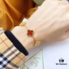 Van Cleef & Arpels 2019 New Arrival 50th Anniversary Limited Edition Five-Flower Mother-of-Pearl Bracelet with Red Agate and Gold