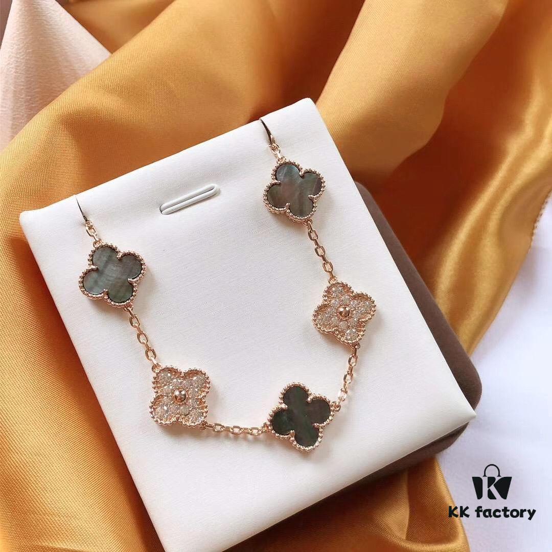 Van Cleef & Arpels 50th Anniversary Limited Edition Five-Flower Gray Mother-of-Pearl Bracelet in Rose Gold