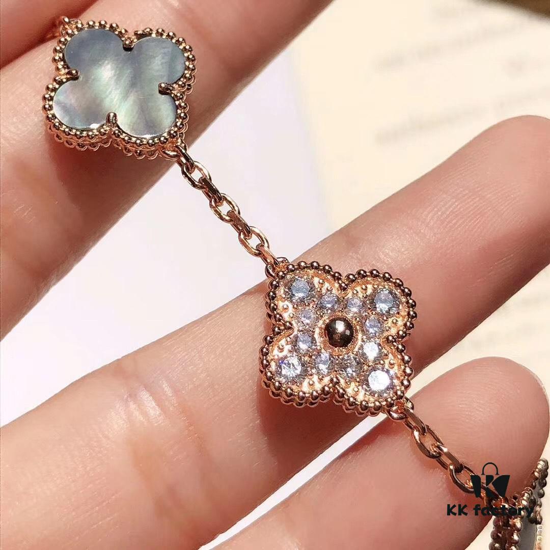 Van Cleef & Arpels 50th Anniversary Limited Edition Five-Flower Gray Mother-of-Pearl Bracelet in Rose Gold