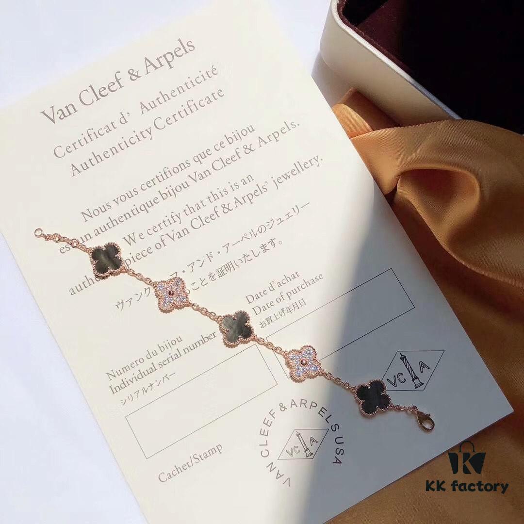 Van Cleef & Arpels 50th Anniversary Limited Edition Five-Flower Gray Mother-of-Pearl Bracelet in Rose Gold