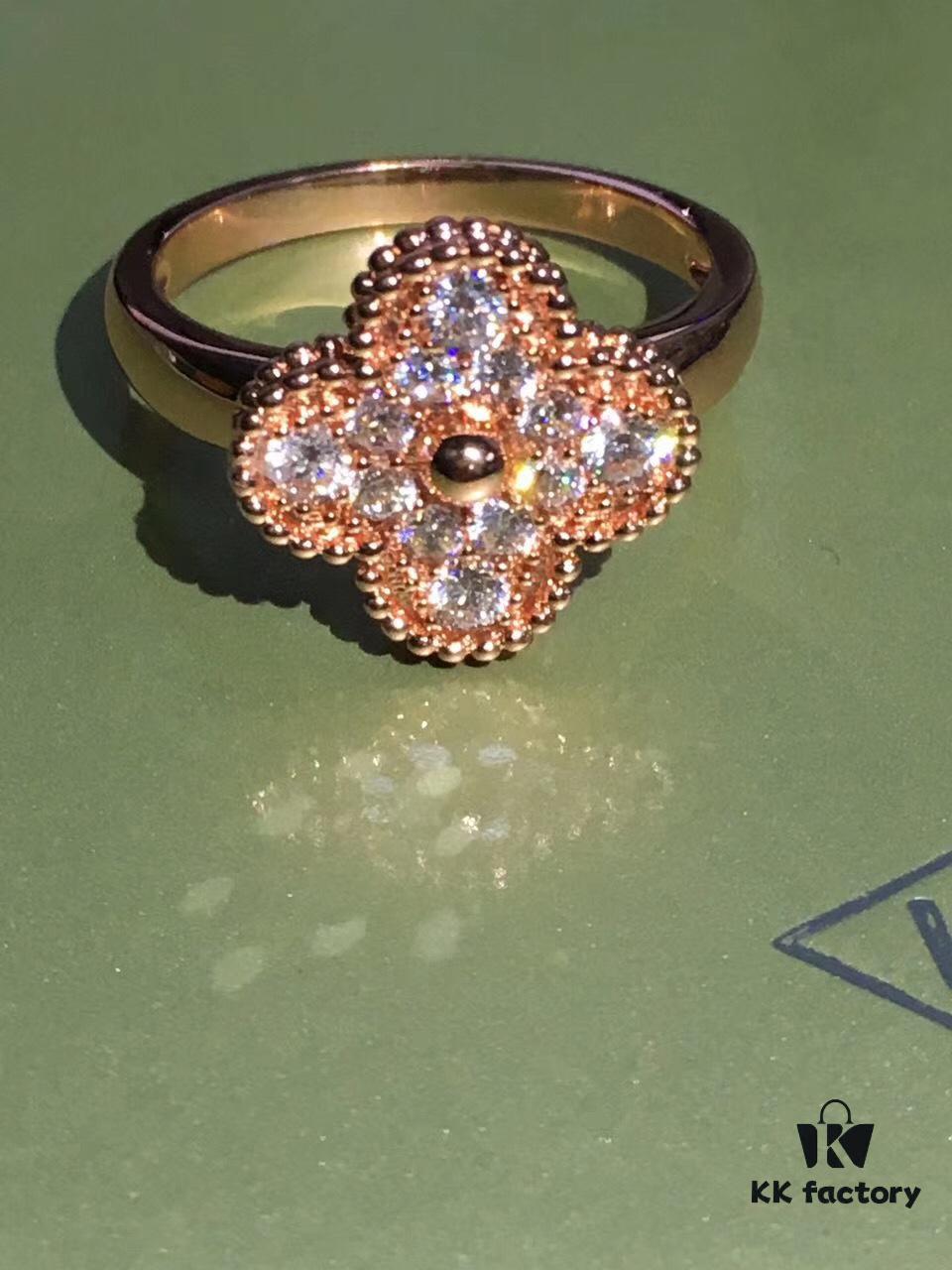 Van Cleef & Arpels Four-Leaf Clover VCA Full Diamond-Set Ring