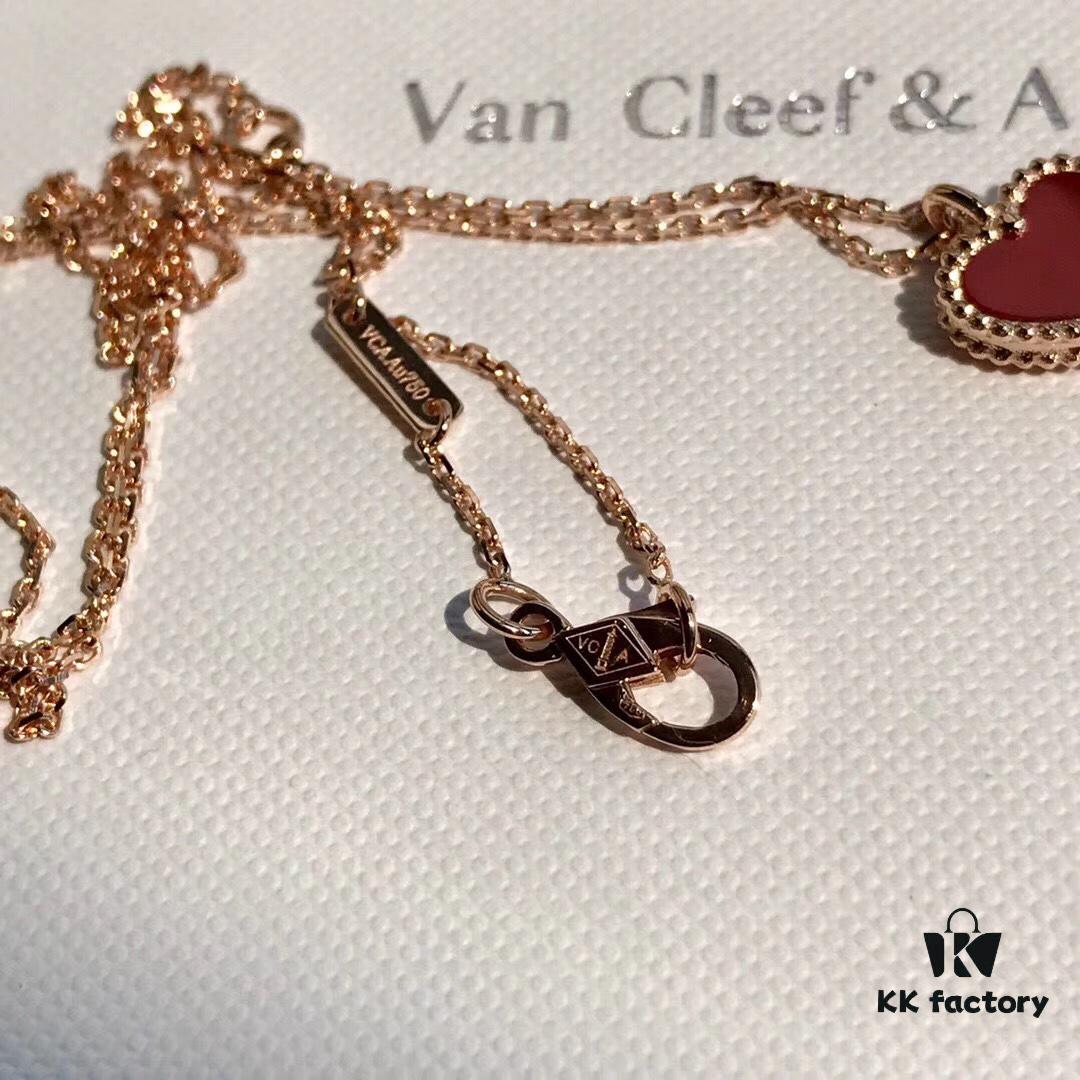 Van Cleef & Arpels Sweet Alhambra Heart Pendant, Rose Gold with Red Jasper