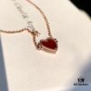 Van Cleef & Arpels Sweet Alhambra Heart Pendant, Rose Gold with Red Jasper