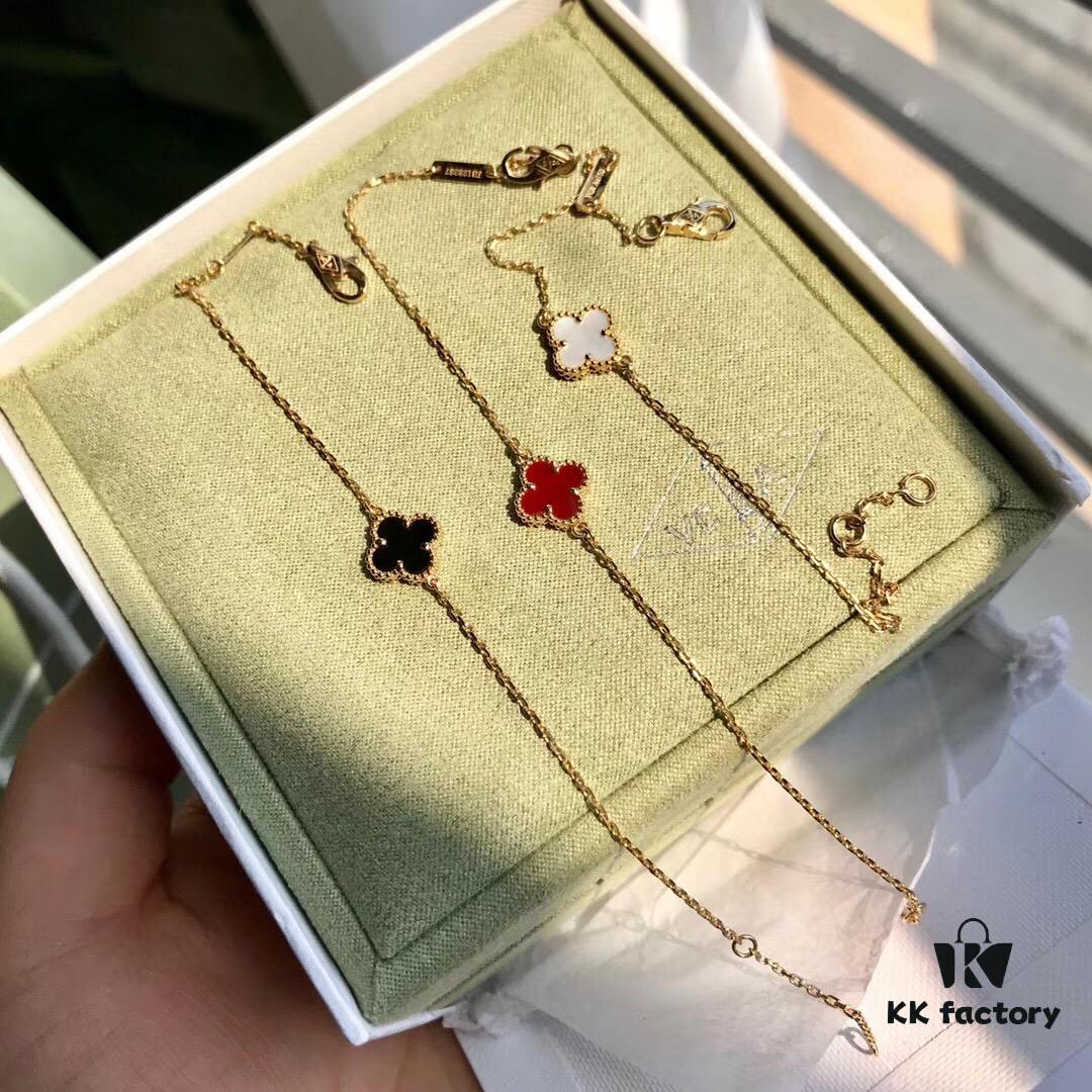 925 Sterling Silver VCA Cleef & Arpels Alhambra Bracelet Mini Four-Leaf Clover