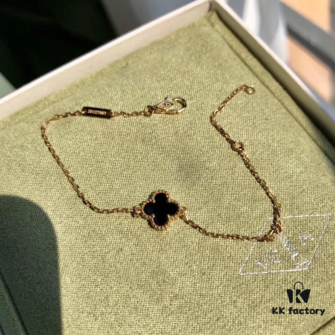 925 Sterling Silver VCA Cleef & Arpels Alhambra Bracelet Mini Four-Leaf Clover