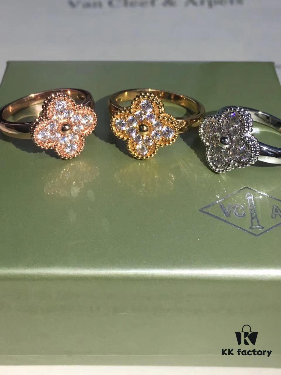 Van Cleef & Arpels Four-Leaf Clover VCA Full Diamond-Set Ring