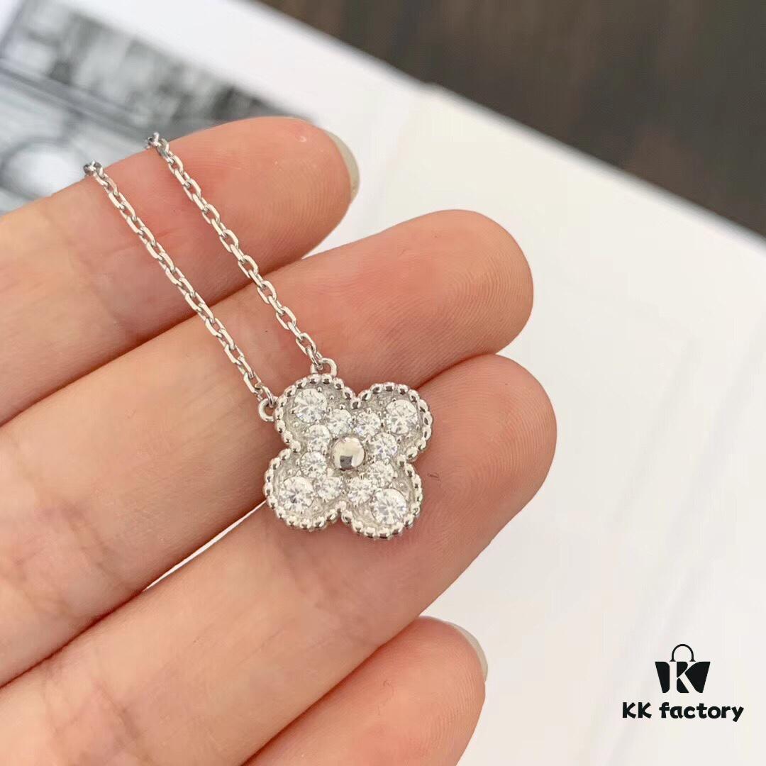 VCA Full Diamond 5-Flower Clover Necklace