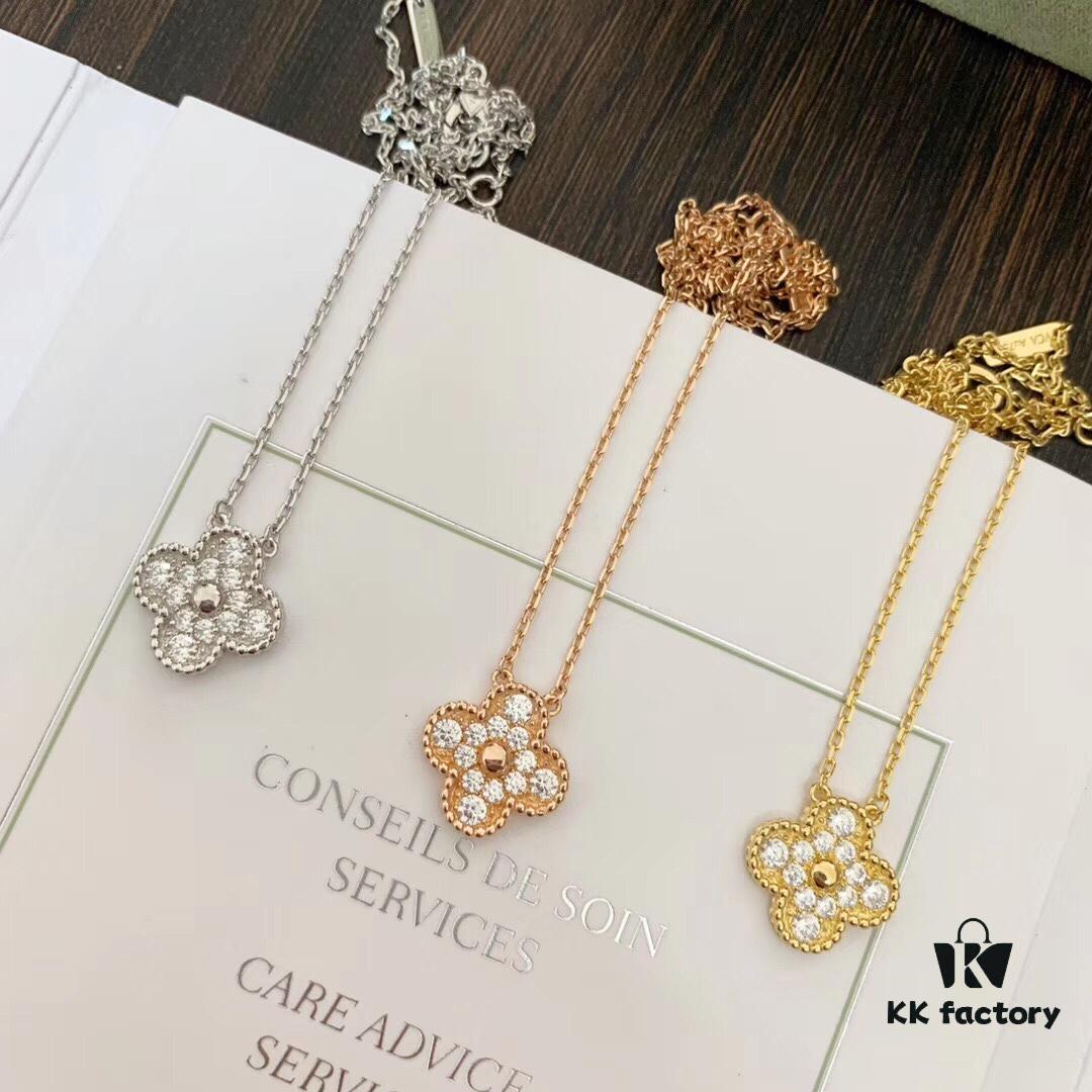 VCA Full Diamond 5-Flower Clover Necklace