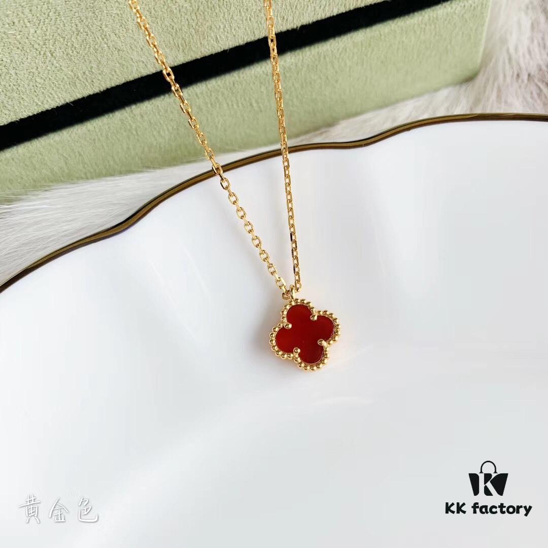 Mini Small Clover Necklace Made of Fine Silver, Crafted Like 18K Gold Authentic Pieces with VCA Au750 Engraving