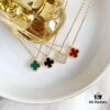 Mini Small Clover Necklace Made of Fine Silver, Crafted Like 18K Gold Authentic Pieces with VCA Au750 Engraving