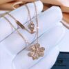 VCA Van Cleef & Arpels Frivole Series Micro-Pave Three-Leaf Clover Necklace and Bracelet, Stunning Design, Popular Among Influencers, Classic, Timeless, Elegant and Minimalist, 925 Sterling Silver with High-Cut Diamonds, A Must-Have for Every Woman, Exquisite Craftsmanship, Premium Quality
