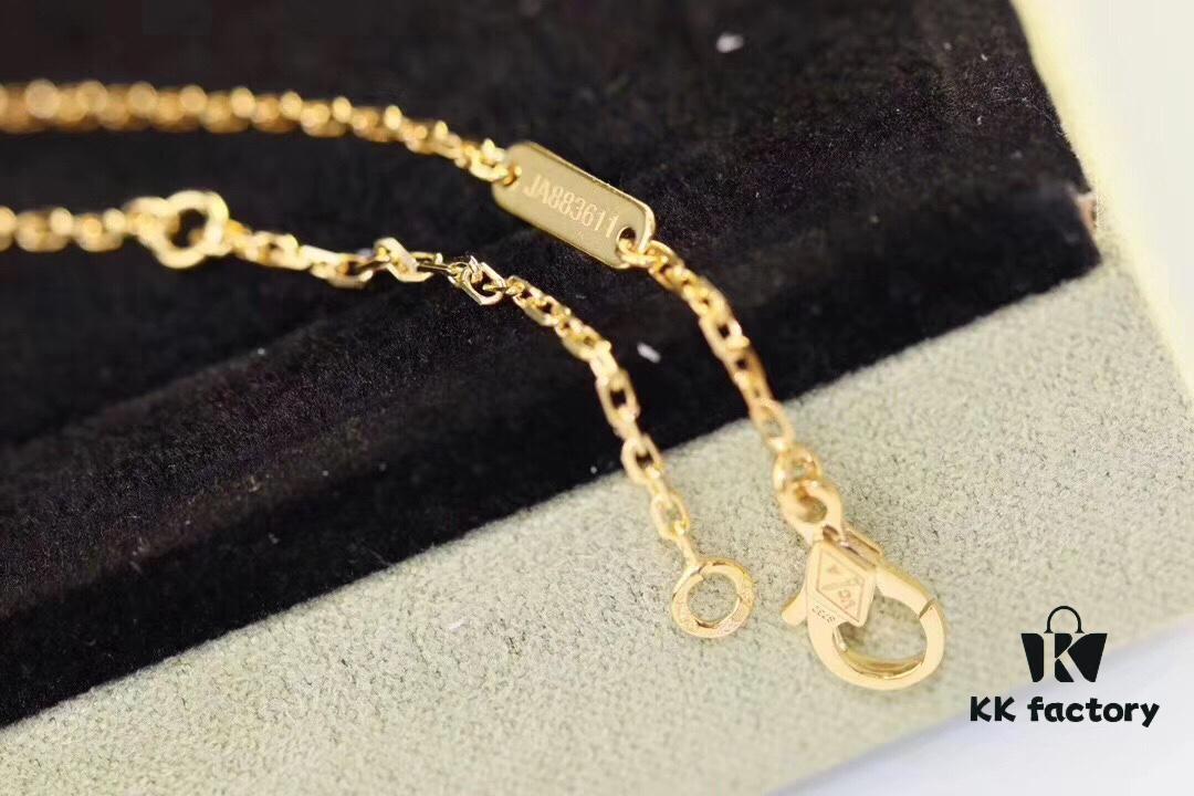 Vca Van Cleef & Arpels 2019 Christmas Limited Edition Blue Ceramic Diamond-Paved Clover Necklace