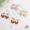 Vca Sweet Alhambra® Series Red Heart Four-Leaf Clover Stud Earrings