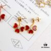 Vca Sweet Alhambra® Series Red Heart Four-Leaf Clover Stud Earrings