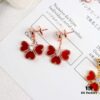 Vca Sweet Alhambra® Series Red Heart Four-Leaf Clover Stud Earrings