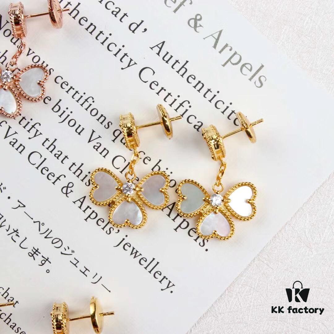 Vca Sweet Alhambra® Series Red Heart Four-Leaf Clover Stud Earrings