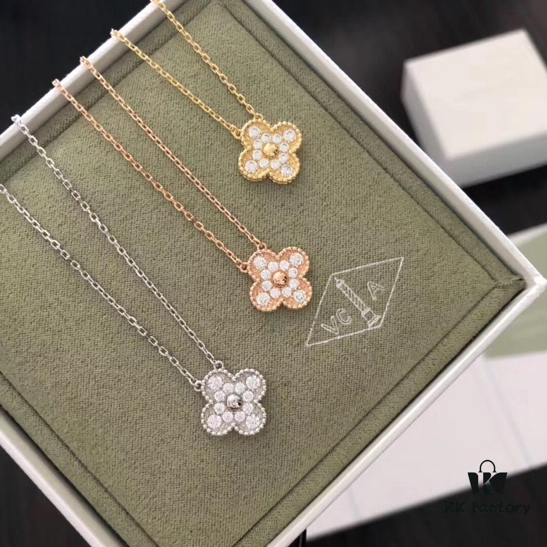 VCA Full Diamond 5-Flower Clover Necklace