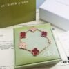 Van Cleef & Arpels Alhambra Clover Interlaced Five-Flower Bracelet, Classic New Luxury Style, Lucky Clover Design, Rose Gold, Onyx, and Agate