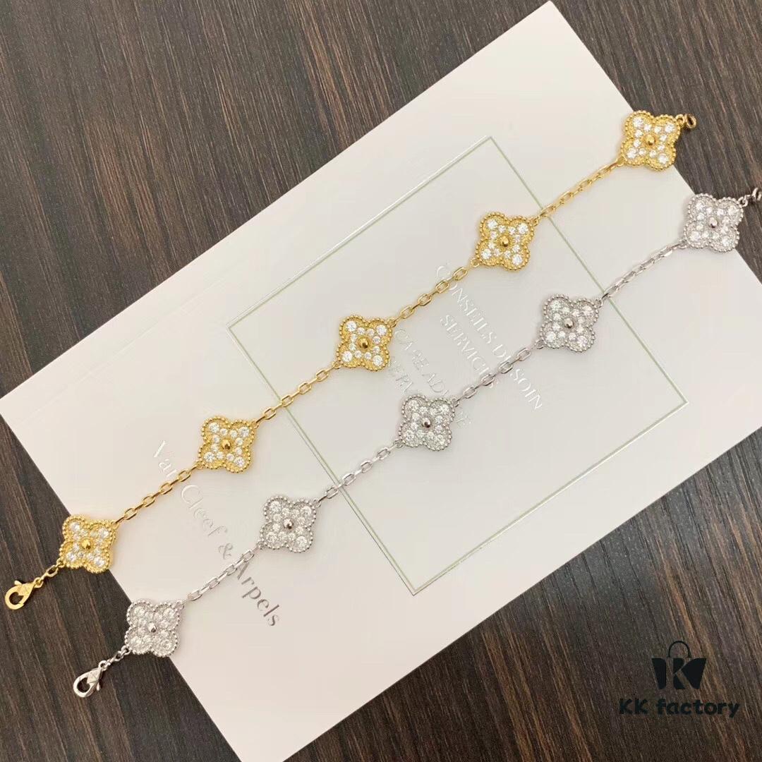 VCA Full Diamond Five-Flower Clover Bracelet Extremely Difficult to Replicate