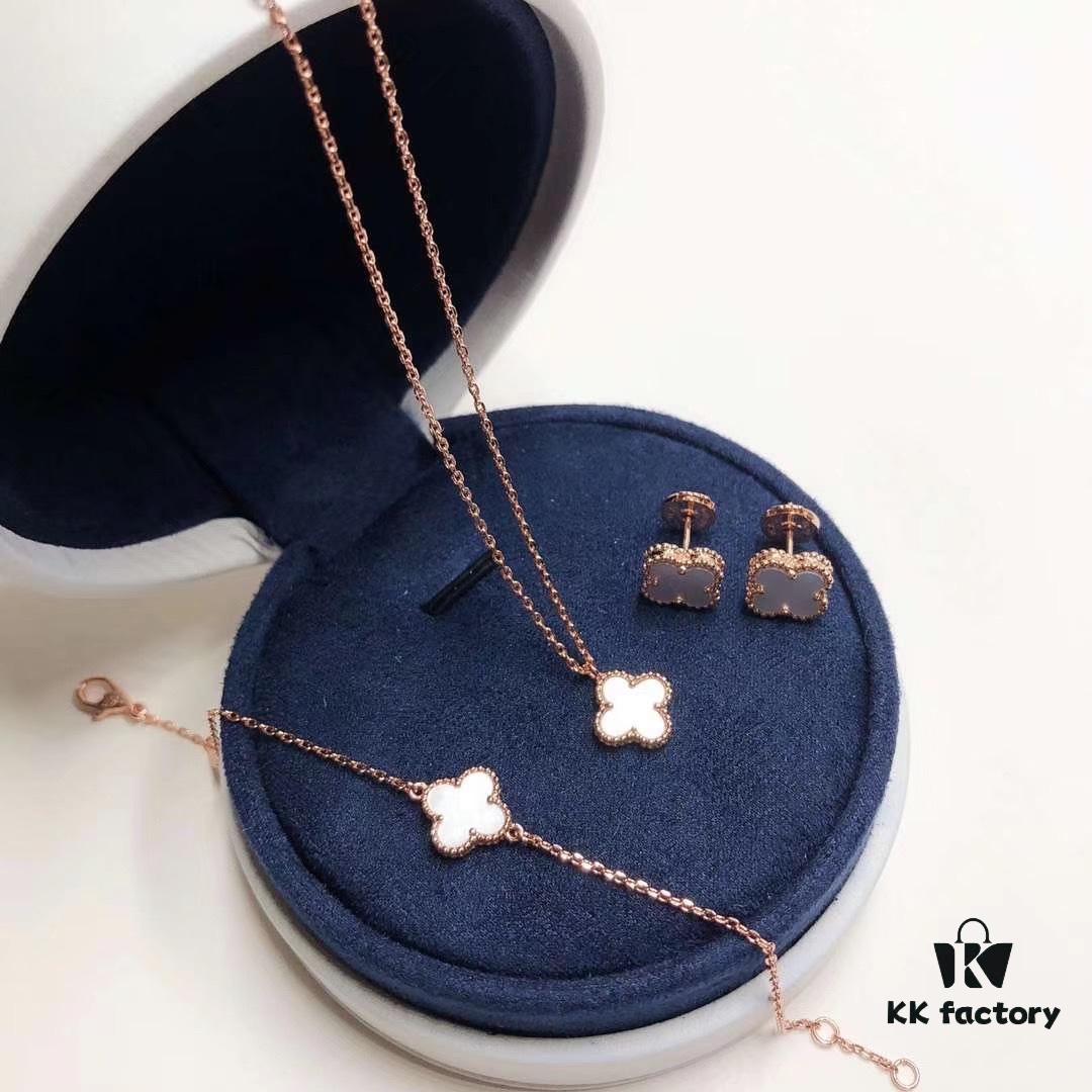 Van Cleef & Arpels Mini Alhambra ✨ Sterling Silver with 18K Rose Gold Plating, Inlaid with Selected Natural Mother of Pearl