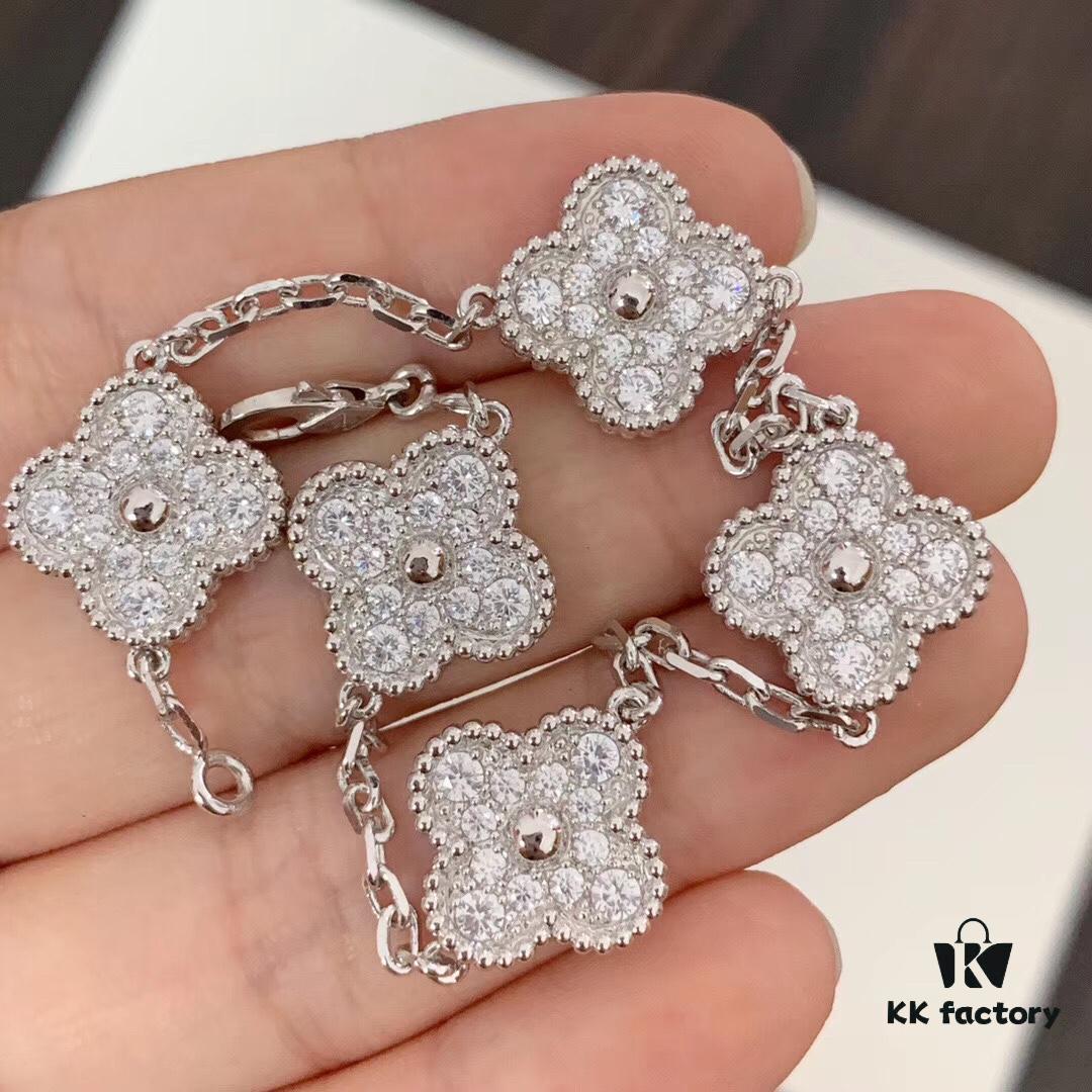 VCA Full Diamond Five-Flower Clover Bracelet Extremely Difficult to Replicate