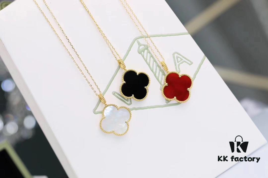 Van Cleef & Arpels VCA Large Four-Leaf Clover Sweater Chain, Sterling Silver with Thick Gold Plating