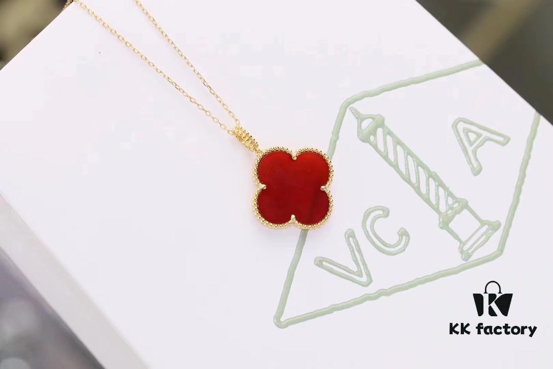 Van Cleef & Arpels VCA Large Four-Leaf Clover Sweater Chain, Sterling Silver with Thick Gold Plating