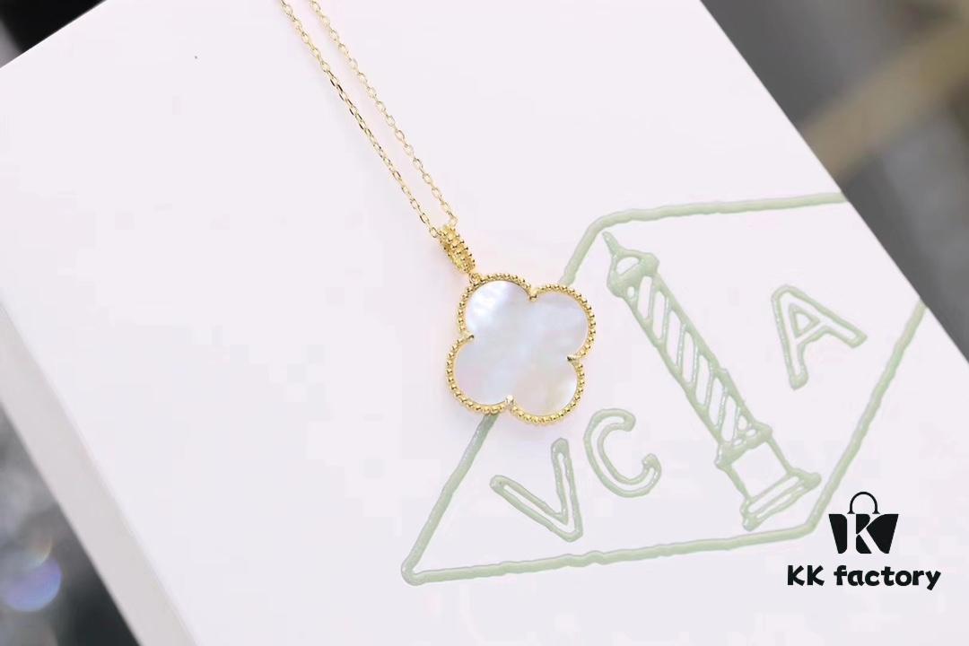 Van Cleef & Arpels VCA Large Four-Leaf Clover Sweater Chain, Sterling Silver with Thick Gold Plating