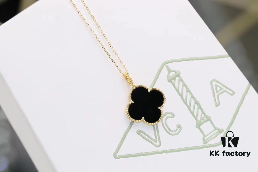 Van Cleef & Arpels VCA Large Four-Leaf Clover Sweater Chain, Sterling Silver with Thick Gold Plating