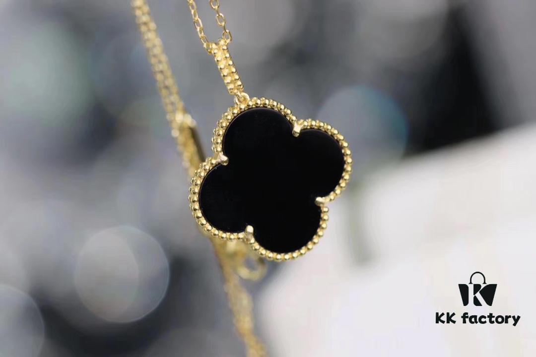 Van Cleef & Arpels VCA Large Four-Leaf Clover Sweater Chain, Sterling Silver with Thick Gold Plating