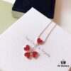 VCA Van Cleef & Arpels Sweet Series Rose Heart Pendant Tassel Necklace, High-End Custom Crafted with Imported S925 Sterling Silver and Natural Red Agate, Counter Proportion, Original Clasp