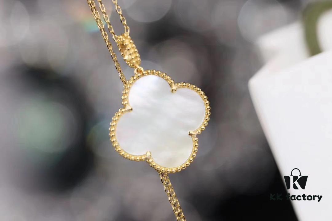 Van Cleef & Arpels VCA Large Four-Leaf Clover Sweater Chain, Sterling Silver with Thick Gold Plating