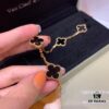High Version VCA Van Cleef & Arpels Black Onyx Alhambra Five-Leaf Bracelet in Imported Sterling Silver with 18K Gold Plating