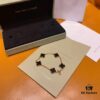 High Version VCA Van Cleef & Arpels Black Onyx Alhambra Five-Leaf Bracelet in Imported Sterling Silver with 18K Gold Plating