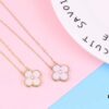 Authentic Purchase, High-Quality Clover Necklace with Zircon, 925 Silver Plated in K-Gold, Natural Stones