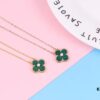 Authentic Purchase, High-Quality Clover Necklace with Zircon, 925 Silver Plated in K-Gold, Natural Stones