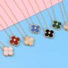 Authentic Purchase, High-Quality Clover Necklace with Zircon, 925 Silver Plated in K-Gold, Natural Stones